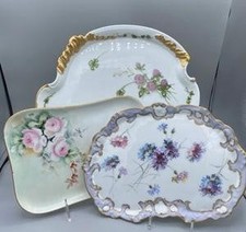3 bandejas de cômoda florais porcelana antiga 2 são lindas limoges florais francesas, usado comprar usado  Enviando para Brazil