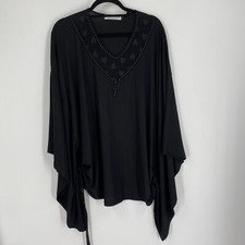 Blusa Desert Rose feminina gola V manga morcego frisada frente preta tamanho G comprar usado  Enviando para Brazil