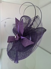 Purple bespoke fascinator for sale  NEWMARKET