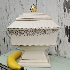 Jarro de biscoito vintage McCoy EUA arte cerâmica porcelana creme e bolo de casamento branco comprar usado  Enviando para Brazil