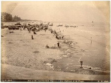  ‎Belgique, Ostende, Les Cabine et la Plage Vintage albumen print Tirage album comprar usado  Enviando para Brazil