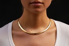 Colar de corrente Omega reversível italiano folheado a ouro amarelo 14K prata 925 6 mm comprar usado  Enviando para Brazil