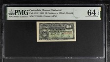 COLÔMBIA BANCO NACIONAL BOGOTÁ 10 CENTAVOS 1 REAL 1885 p182 PMG 64 CH. UNC EPQ comprar usado  Enviando para Brazil