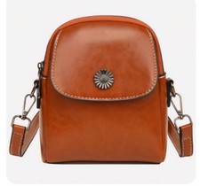 Bolsa tiracolo feminina de couro genuíno com zíper duplo compartimento triplo moderno  comprar usado  Enviando para Brazil