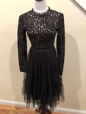Usado, Vestido de festa preto nude ilusão renda e tule, pequeno comprar usado  Enviando para Brazil