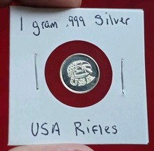 Usado, Rifles de assalto com bandeira dos EUA - 1 grama 0,999 moeda bullion prata pura fina mini barra comprar usado  Enviando para Brazil