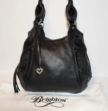 BRIGHTON BLACK MELANIA MASTERPIECE COLL. BOLSO DE HOMBRO CON APLIQUE DE CUERO CON CAJA segunda mano  Embacar hacia Mexico