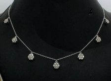Collar estación de flores creado en laboratorio de diamantes de corte redondo de 3 quilates enchapado en oro blanco de 14 quilates segunda mano  Embacar hacia Mexico