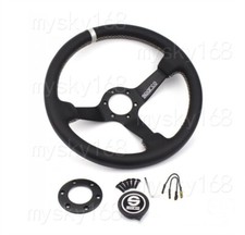 VOLANTE DE COURO SPARCO PRATO FUNDO 14 POLEGADAS CARRO UNIVERSAL Cor Prata comprar usado  Enviando para Brazil