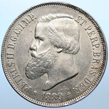 1889 BRASIL com King Dom Pedro II antiga moeda brasileira prata 2000 Reis i108354 comprar usado  Enviando para Brazil
