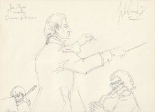 Opera Classic Conductor JULIUS RUDEL Evocative Hand Signed 30x23 draw Autograph, usado comprar usado  Enviando para Brazil