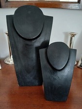 Par de suportes de exibição de joias colar de madeira preto esculpido à mão 30cm e 20cm comprar usado  Enviando para Brazil