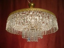 LUSTRE DE TETO ANTIGO GRANDE DE VIDRO CRISTAL CORRENTE DE CONTAS 10 LÂMPADAS 22 Ø, usado comprar usado  Enviando para Brazil