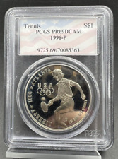 Tênis 1996 P Atlanta Olympics 90% prata porta-bandeira dos EUA dólar PCGS PR69 PROVA comprar usado  Enviando para Brazil