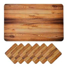 Lindos tapetes de mesa de jantar de PVC estilo madeira com porta-copos de chá de PVC conjunto de 6 comprar usado  Enviando para Brazil