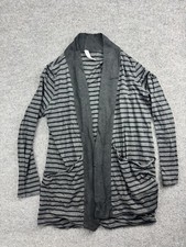 Cardigã feminino indígena grande cinza preto listrado bolsos algodão orgânico comprar usado  Enviando para Brazil