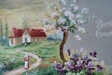 Cartão postal antigo de aniversário início dos anos 1900 flores raras casa de fazenda Alemanha vovó An comprar usado Cartão postal antigo de aniversário início dos anos 1900 flores raras casa de fazenda Alemanha vovó An comprar usado  Enviando para Brazil