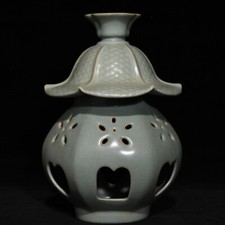 Queimador de incenso oco esmalte ciano forno ru porcelana dinastia Song antiga 6,8", usado comprar usado  Enviando para Brazil