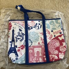 Nova Bolsa Tote de Lona Lancome Bon Voyage Paris Azul Rosa Branca/Interior Azul Céu, usado comprar usado  Enviando para Brazil