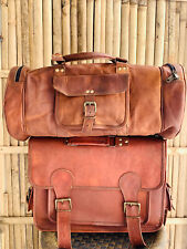Cuero Genuino Crossbody Mensajero Handmade Marrón Vintage Bolsa Gratis 20" Lona comprar usado  Enviando para Brazil