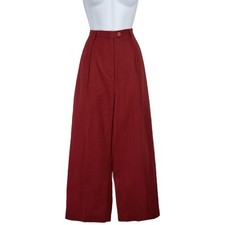 Calça plissada vintage 100% linho cintura alta perna larga tamanho 10 29 vermelha cropped comprar usado  Enviando para Brazil