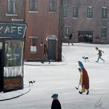 Pintura a óleo industrial original do norte SCOTT WALKER - cena de rua, usado comprar usado  Enviando para Brazil