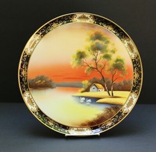 Usado, Bandeja de prato de porcelana Noritake Morimura pintada à mão casa por Lake acabamento dourado comprar usado  Enviando para Brazil