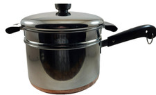 Revere Ware EUA 1968 fundo de cobre GRANDE 4 qt panela de molho inserção de caldeira dupla RARO comprar usado  Enviando para Brazil