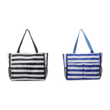 Bolsa tote feminina listrada cor contraste bolsa de viagem casual (preta) comprar usado  Enviando para Brazil