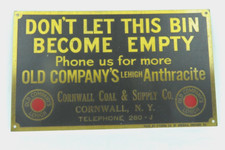 OLD COMPANY'S LEHIGH PLACA DE LIXEIRA DE CARVÃO ANTRACITE PLACA NORNWALL NY telefone de Nova York comprar usado  Enviando para Brazil