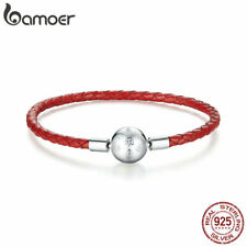 Usado, Pulseira de corda de couro vermelho BAMOER S925 fecho de prata esterlina para joias femininas comprar usado  Enviando para Brazil