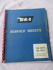 Bsa service sheets for sale  BECCLES