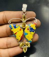 Usado, Pingente de prata esterlina 925 com pedra preciosa de jaspe em mosaico feito à mão joia presente para comprar usado  Enviando para Brazil