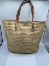 Bolsa tote de ombro Mar Y Sol feita à mão couro marrom palha natural acabamento comprar usado  Enviando para Brazil