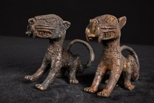 Bronze : Anciennes Figures Bénin Léopard Paire Nigeria Afrique Figure 735, usado comprar usado  Enviando para Brazil