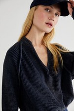 Pulôver Free People Fp One Aubrey térmico com nervuras manga dolman preto XS NOVO comprar usado  Enviando para Brazil