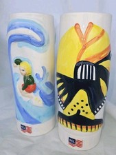 2 copos tiki vintage norueguês cruzeiro NCL 3D estado do Havaí peixe e pendurar dez surfista , usado comprar usado  Enviando para Brazil