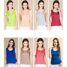 Camiseta feminina de seda amoreira sem mangas gola redonda malha regata de seda, usado comprar usado  Enviando para Brazil