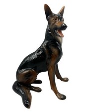 Estatueta de cachorro pastor alemão pintada à mão cerâmica preta e marrom 14" de altura... comprar usado  Enviando para Brazil