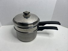 Caldeira dupla vintage de aço inoxidável 3 quartos com tampa 18-8 triplas Golden West comprar usado  Enviando para Brazil