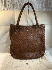 Bolsa tote Helen Kaminski Austrália couro tecido alças de ombro marrom GG rara! comprar usado Bolsa tote Helen Kaminski Austrália couro tecido alças de ombro marrom GG rara! comprar usado  Enviando para Brazil