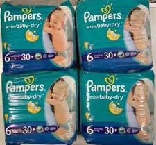 4 X Vintage Pieluchy Pieluchy Couche Pampers Baby Dry 6 2014 ZAPIECZĘTOWANE na sprzedaż  PL