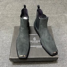 Botas de tornozelo masculinas de couro real camurça cano alto Chelsea Boot metal biqueira quadrada sapatos comprar usado  Enviando para Brazil