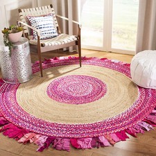 Tapete de pano decorativo Chindi de algodão rosa 2x2 pés pequeno tapete redondo de juta Chindi comprar usado  Enviando para Brazil