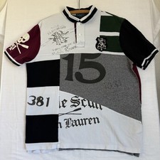 Camisa polo Ralph Lauren rugby patchwork 15 tatuagem pirata caveira e ossos tamanho grande, usado comprar usado  Enviando para Brazil