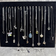 LOTE DE TRABAJO Collar Colgante x20 Artículos Paquete Tono Plata Desgaste Revender Bolsa de Fiesta segunda mano  Embacar hacia Mexico