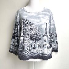 Blusa tema PARIS Take Two Clothing tamanho G preta cinza lantejoulas torre Eiffel algodão comprar usado  Enviando para Brazil