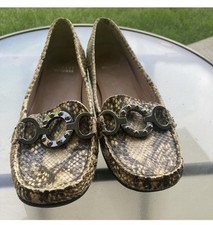 Sapatos Mocassim Stuart Weitzman Keepmoc Couro de Cobra / 10M MSRP $395 comprar usado  Enviando para Brazil
