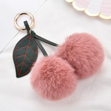 1/2x Llavero bola pelo piel sintética mullido cerezo llavero encanto bolso colgante regalos segunda mano  Embacar hacia Mexico