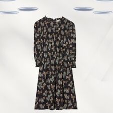 Vestido de jersey floral artesanal feminino Ex Fat Face manga 3/4 preto (RRP £56) comprar usado  Enviando para Brazil
